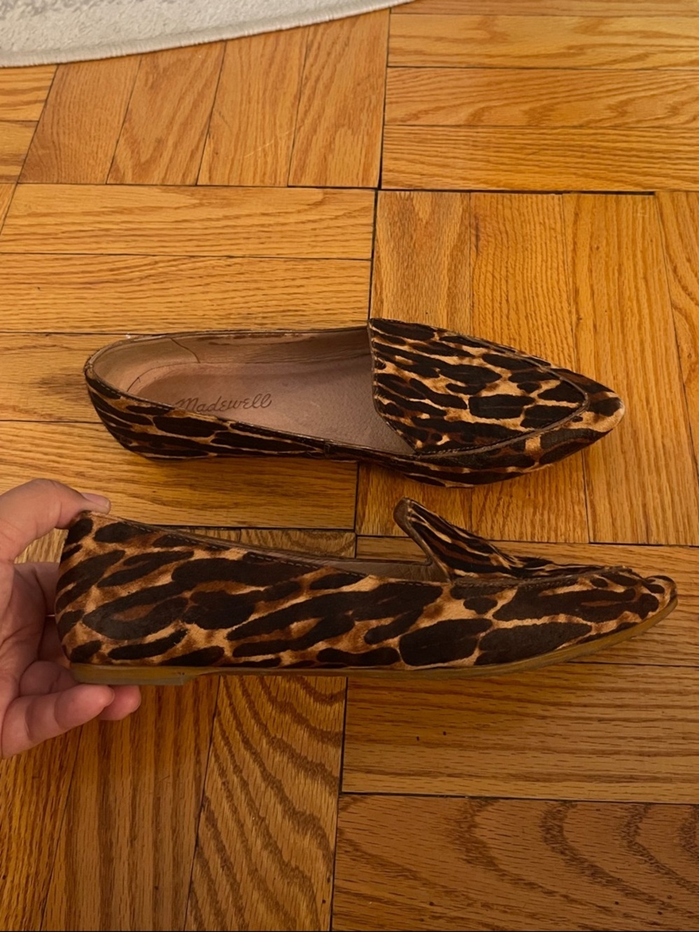 Madewell Leopard Print Pointed Toe Flats in Brown and Black